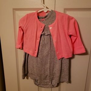 Carters Onesie dress with cardigan set
